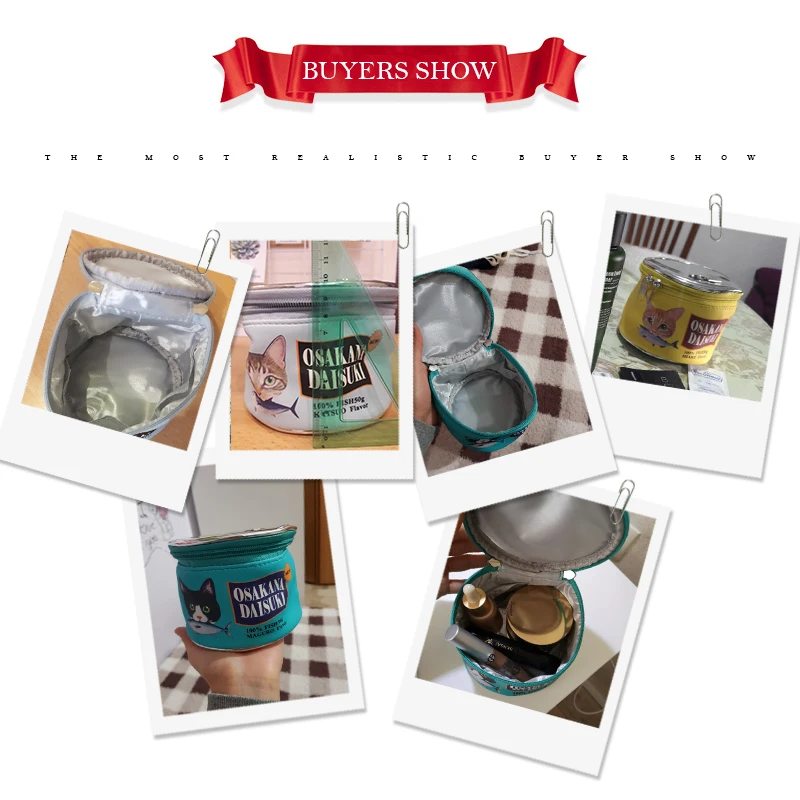 

Cat Food Pattern Can Bag Cosmetic Bags Storage Creative Cylinder Organizer Toiletries Makeup Kit Pouch Package Accessories