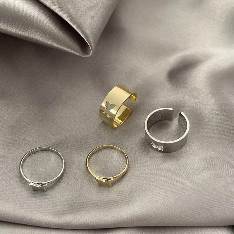 Бесплатная доставка 2 шт. Пара Кольца комплект медная бабочка кольца для мужчин и