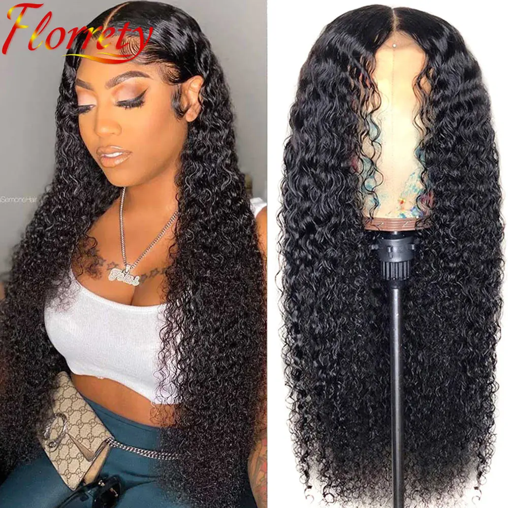 

Transparent 13x1 T Part Lace Wig Jerry Curly Indian Human Hair Lace Closure 4x4 Kinky Wigs Pre Plucked For Black Women 30 inch