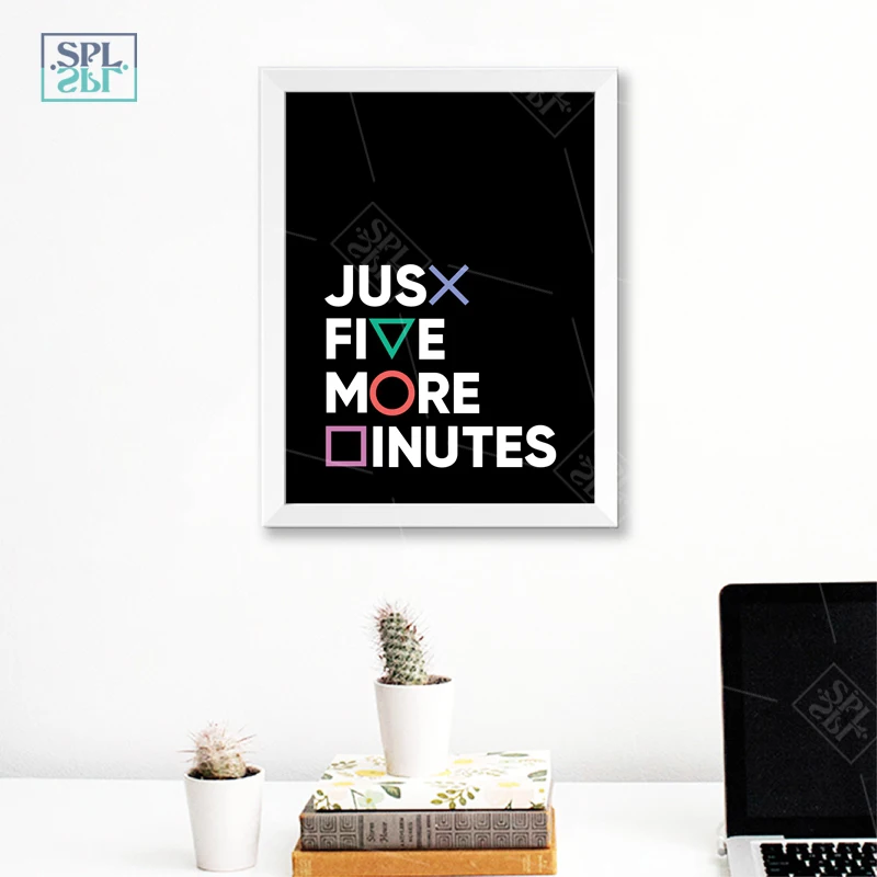 Геймер геймер нарисованная стена художественные принты кнопки Playstation всего пять