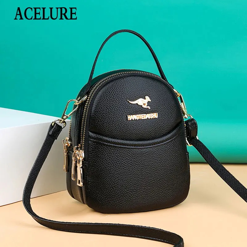 

ACELURE Solid PU Leather Ladies Small Shoulder Bags Women Fashion Soft School Bags Teenage Girls Students Fashion New Hand Bags