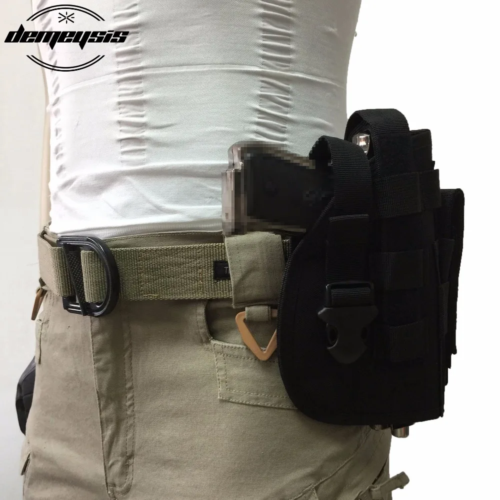 

Universal Tactical Gun Holster Right Hand Molle Pistol Holster Combat Airsoft Waist Belt Holster Black tan green multicam