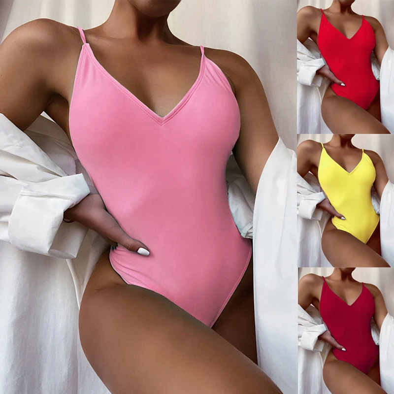 Сексуальный женский боди зеленый бандажный купальник на бретельках черный