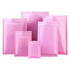 100 шт.лот, матовые розовые алюминиевые пакеты из фольги с замком, пакеты для хранения пищевых продуктов, Самоуплотняющиеся пакеты на молнии для чайного порошка