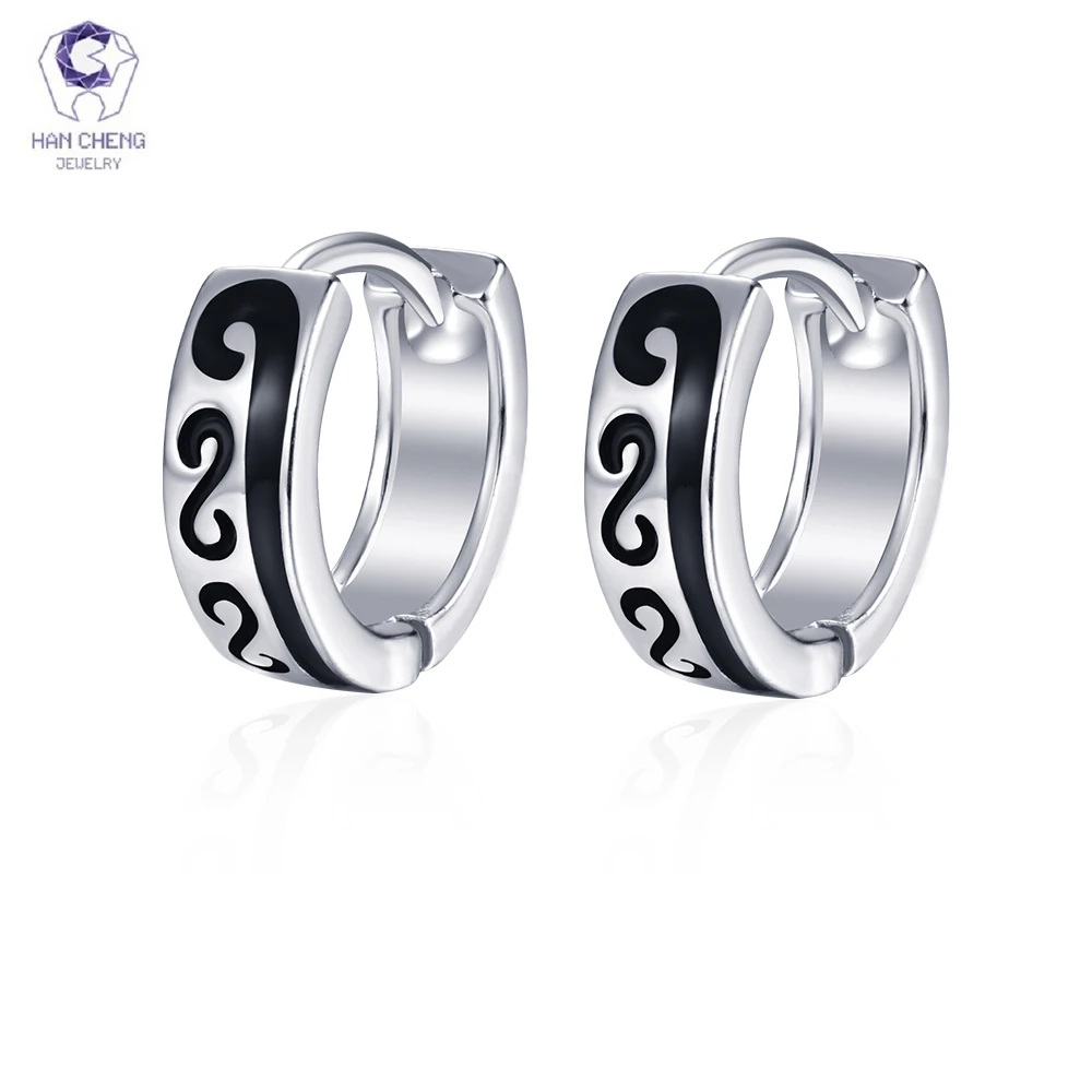 Новые модные круглые серьги HanCheng маленькие кольца с черными венами для женщин