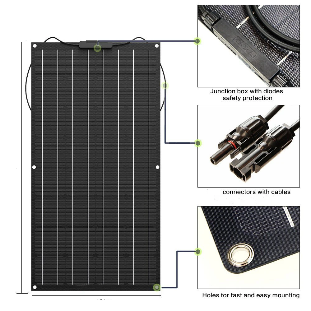 Комплект солнечных батарей ETFE 200 Вт солнечная панель 12 В гибкая