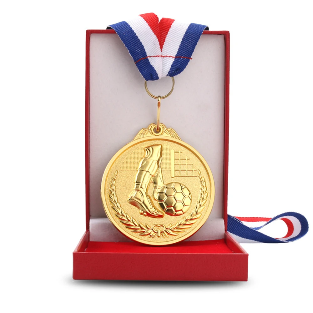 

6.5 CM Football Medal School Sports Prizes Gold Silver Bronze Medals Trophy Commemorative Medal Honor Award Decor Without box