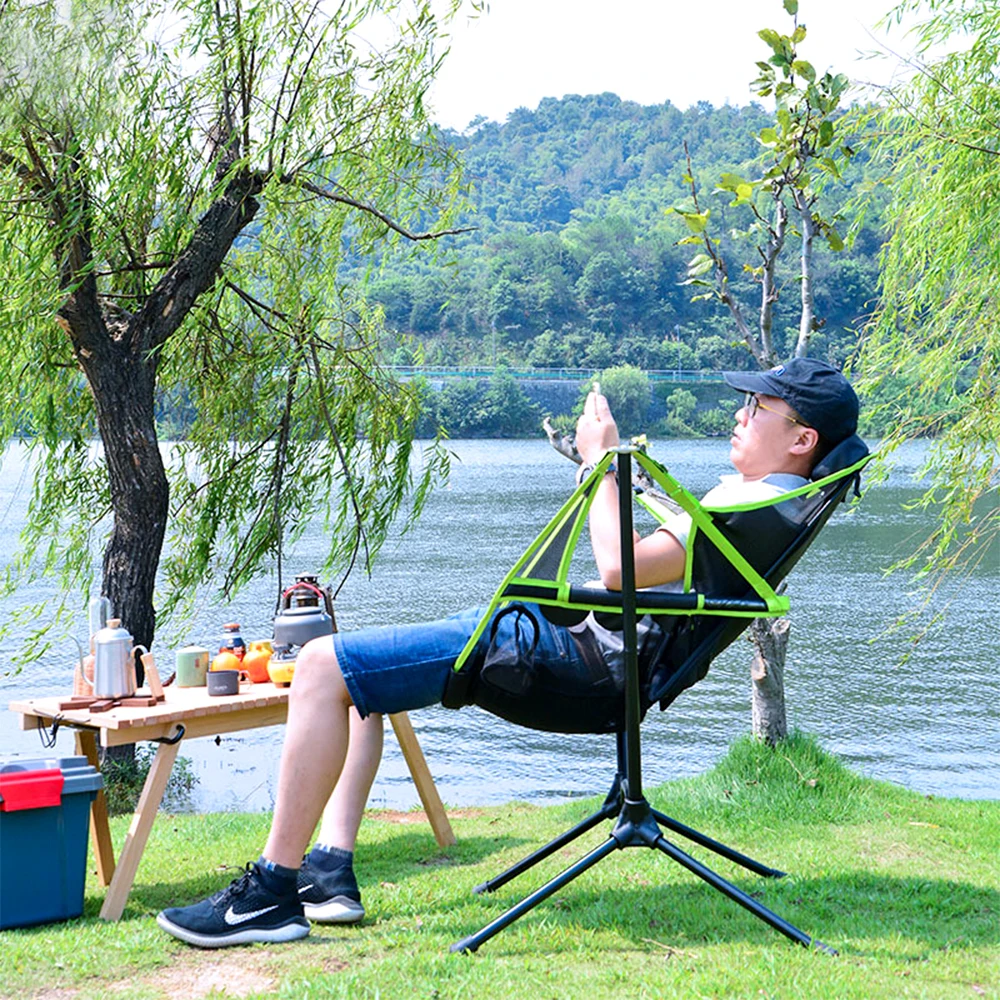 구매 휴대용 캠핑 의자 야외 접이식 흔들리는 낚시 의자 베개 안락 의자 정원 가구 스윙 좌석, 인기 판매