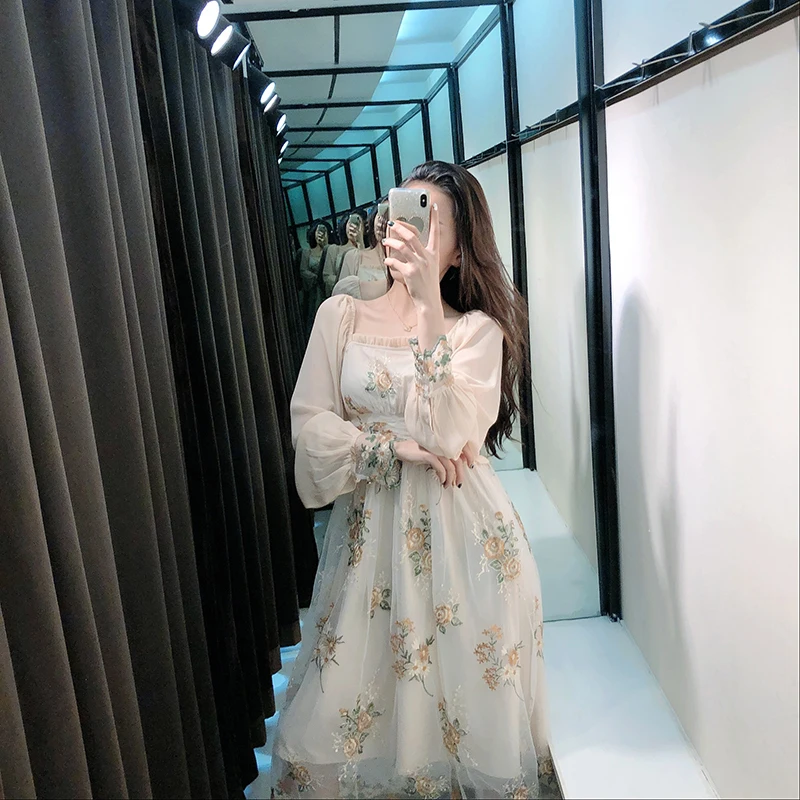 XUXI высококачественное женское французское сексуальное платье с длинным рукавом