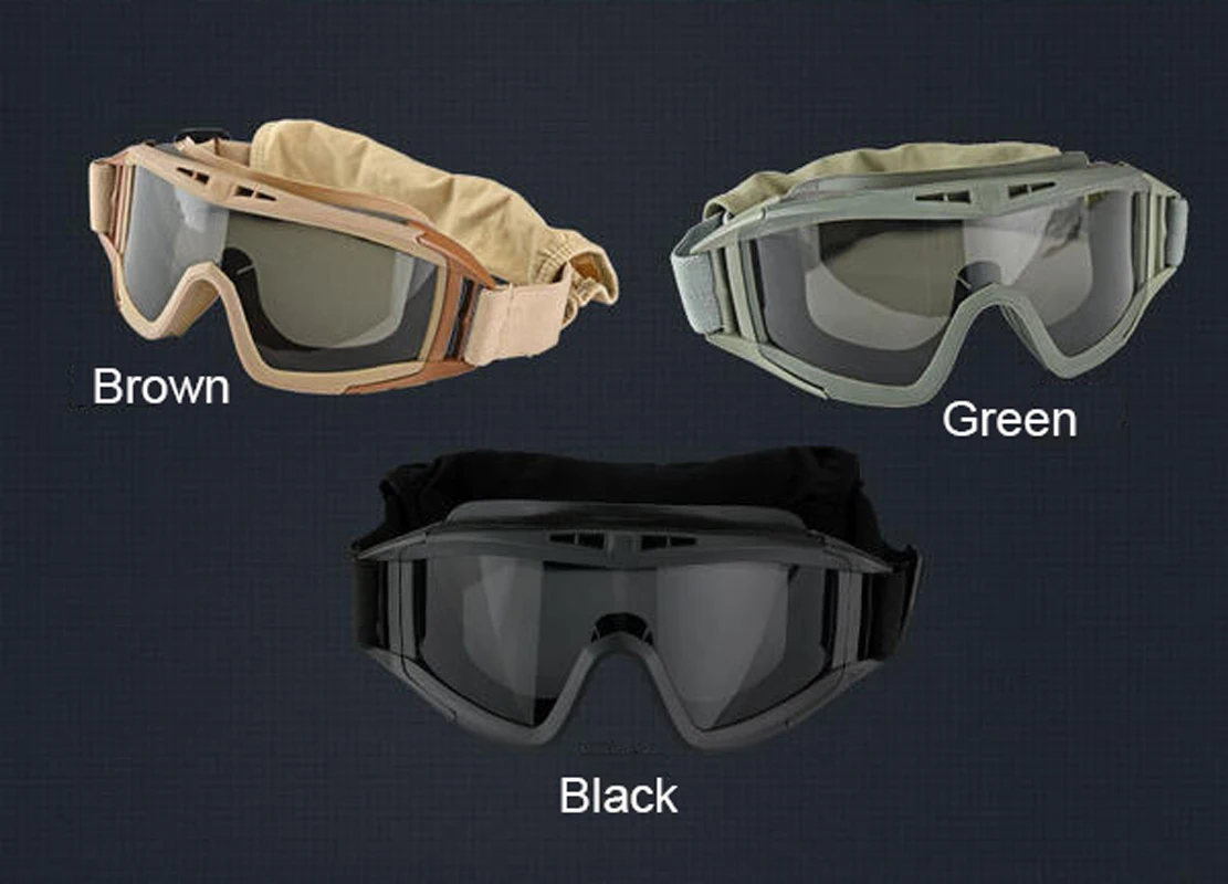 

Outdoor Tactical Glasses Army Combat Safety Goggles 3 Lenses Camping Climbing Survival Sports Windproof Anti-fog Sunglasses