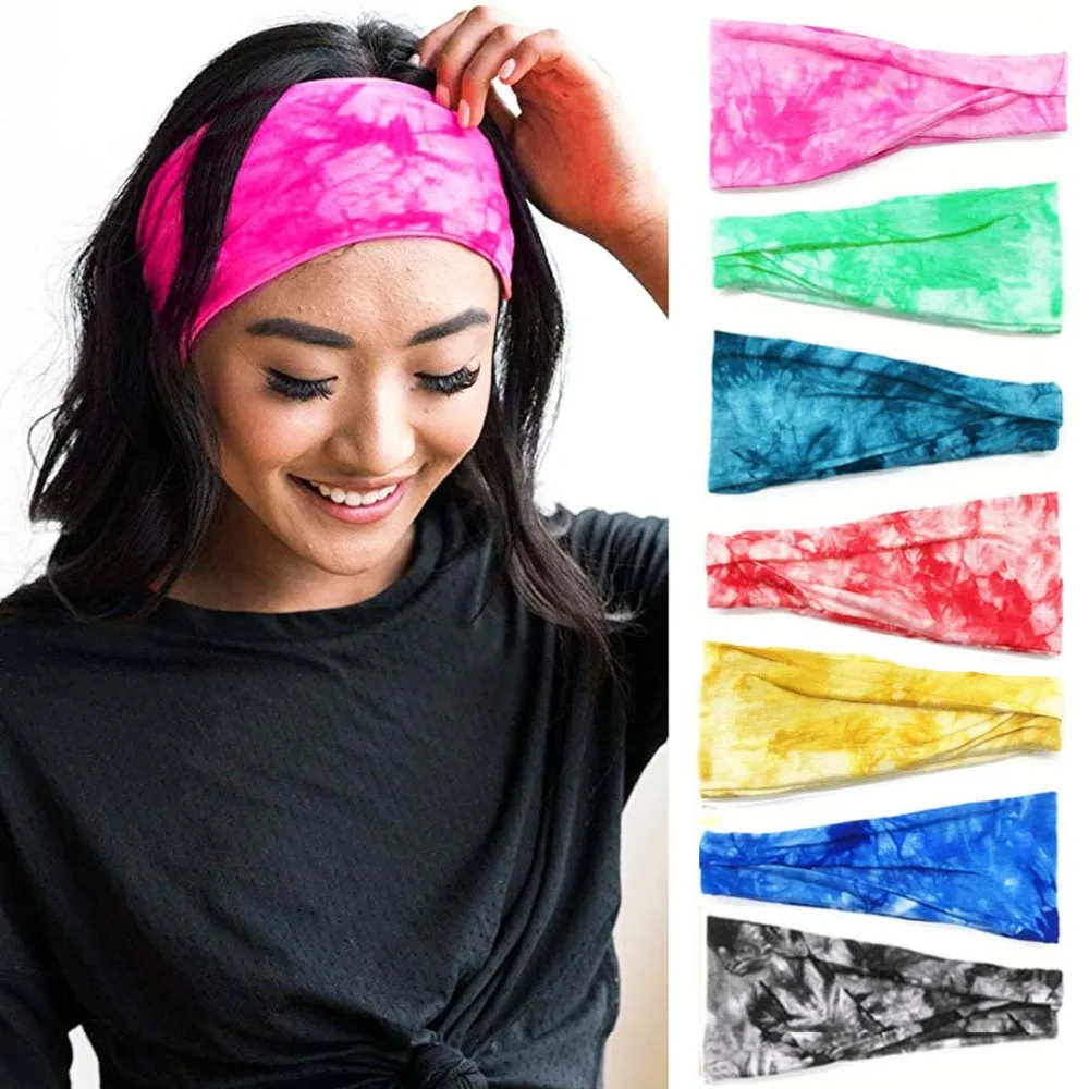 Tie Dye Велоспорт Йога Спортивная Повязка от пота мужчины Sweatband для мужчин женщин головные повязки для йоги головы Налобные повязки Спортивная безопасность