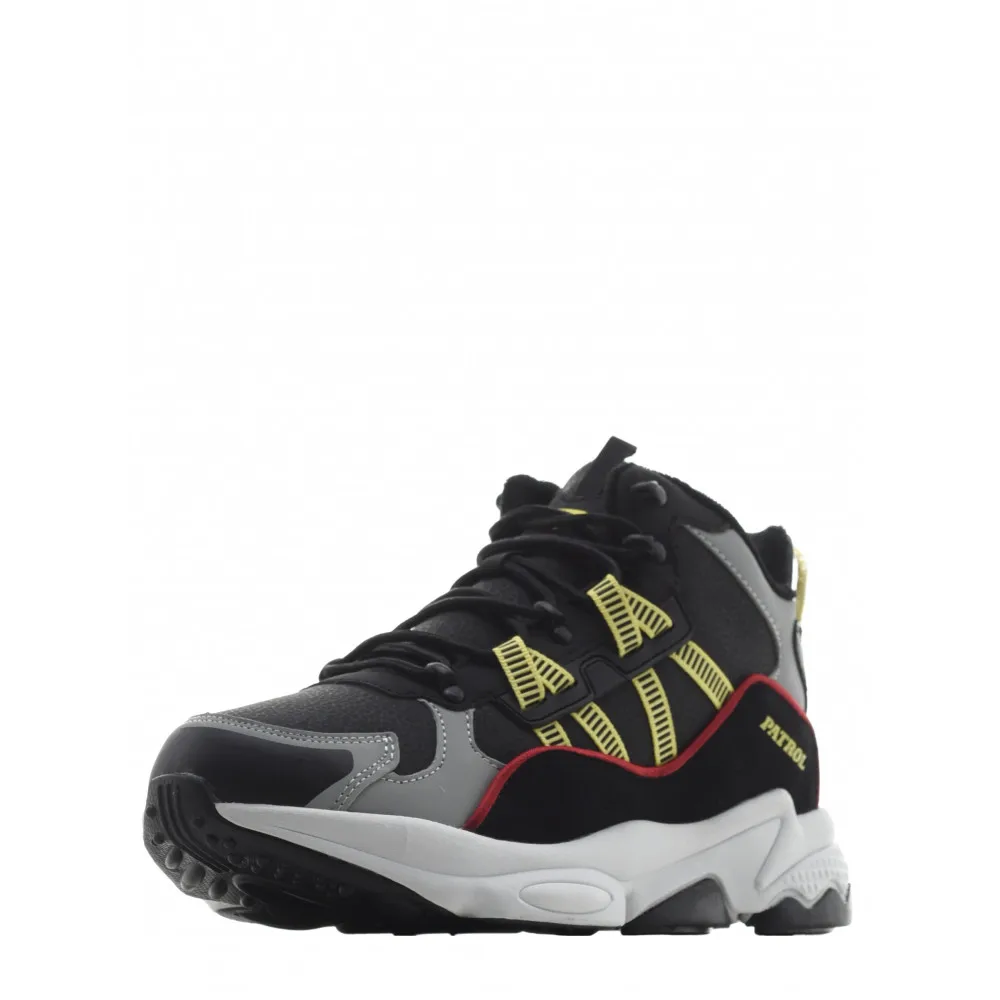 Мужская обувь PATROL ботинки осень зима искусственная кожа цвет черный/серый подкл.