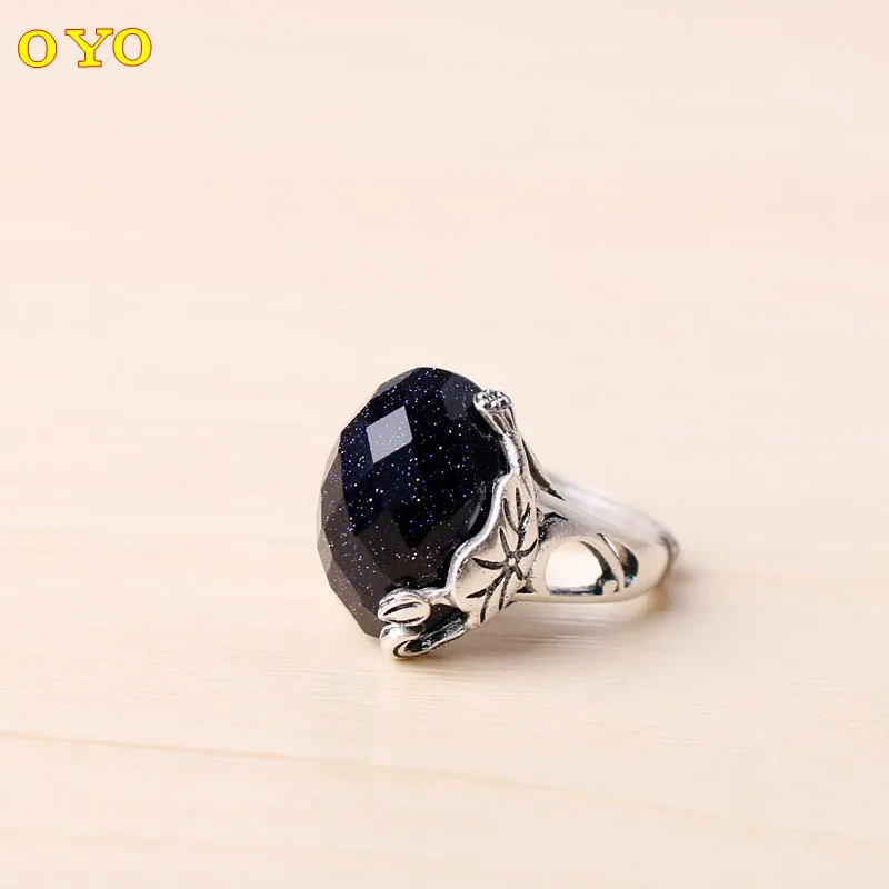 

S999silver antique craft women's silver lotus inlaid synthetic ring