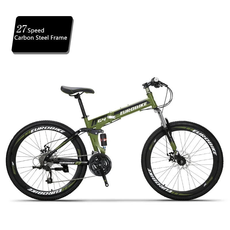 27 Speed A green Горный велосипед из углеродистой стали складная рама мягкая-хвост 26 дюймов колеса велосипеда дисковые тормоза 21 27 скорость спорт Bicicleta - Цвет: 27 Speed A green