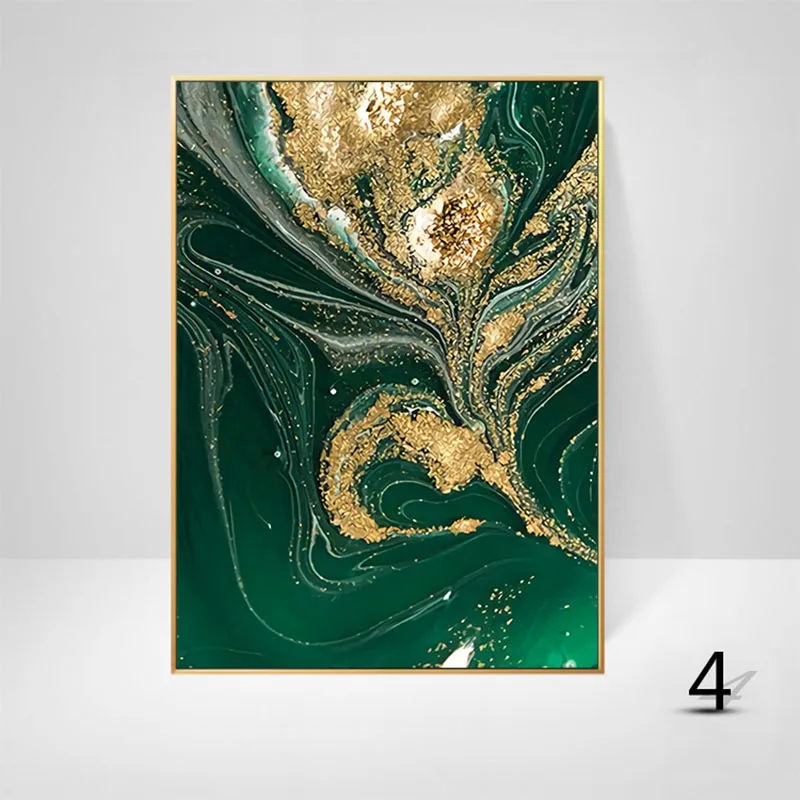 Модные абстрактные Золотые листья растения картина постер на стену современный