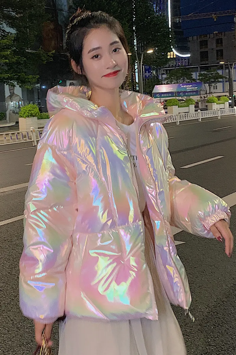 

Cotton clothes thickened new short women's coat fashionable students' Korean version loose, colorful and bright