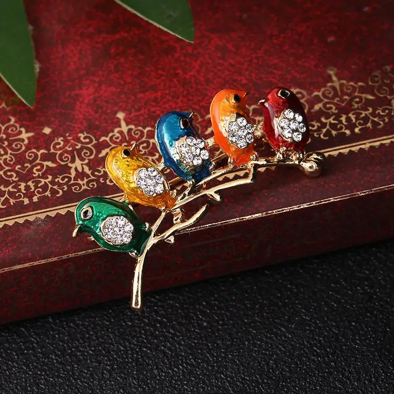 Новые 5 шт/упаковка птица значок брошь на булавке симпатичная Броши животные цвет