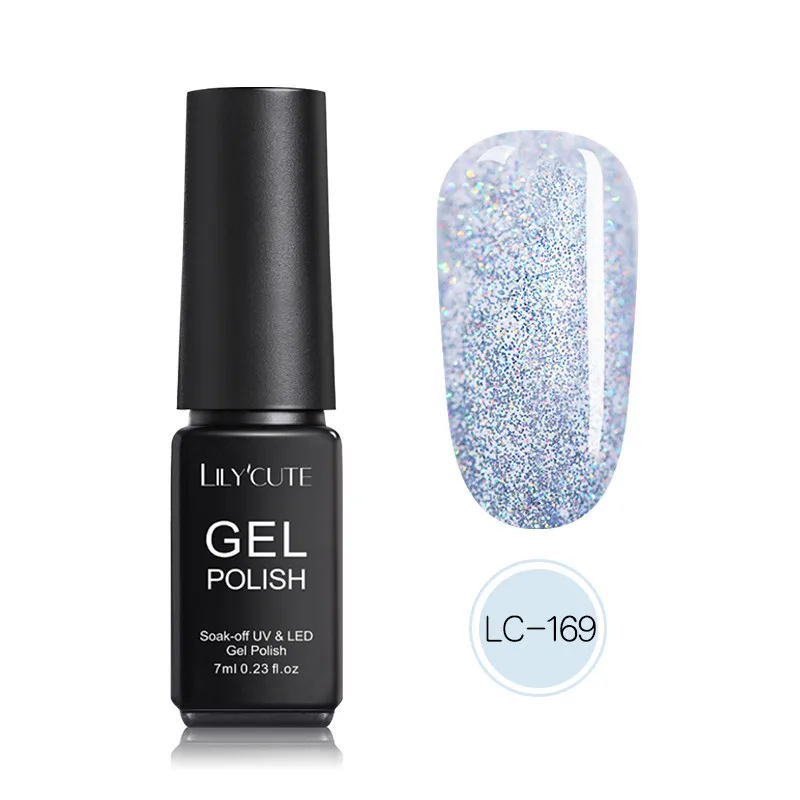 LC-169 LILYCUTE 7 мл Блестящий Гель-лак для ногтей блестки гель для ногтей Серебряный Красный Розовый Золотой Блестящий цветной впитывающий гель лак для ногтей - Цвет: LC-169