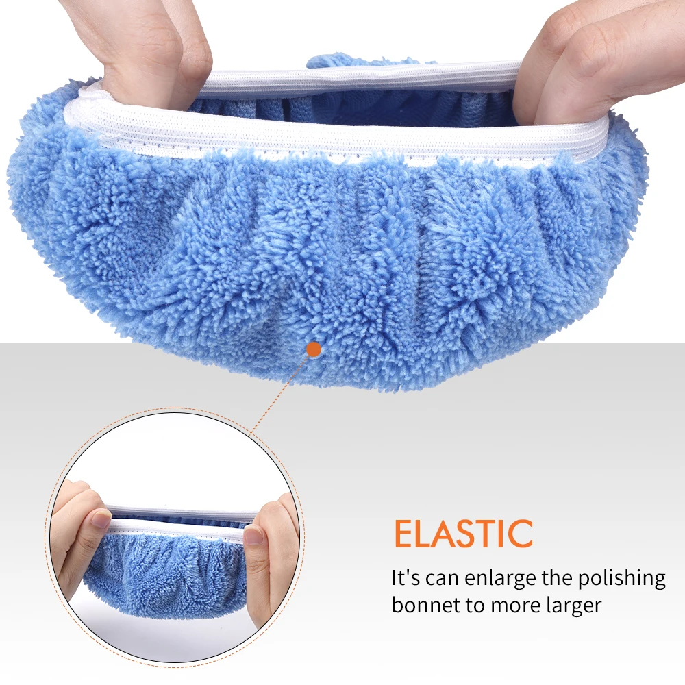 

Polisher Buffing Pad Bonnet (5 to 6 Inches) Buffing Pad Cover Coral Fleece Car Polishing Bonnet for Car Polisher 6 Pcs Blue