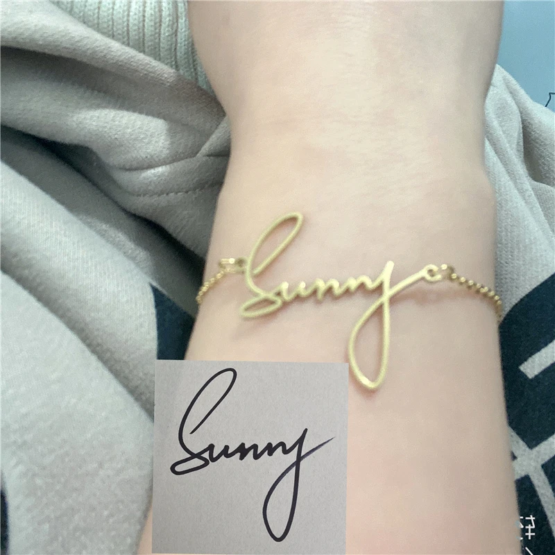 

Actual Signature Name Bracelet Custom Jewelry Stainless Steel Handwriting Nameplate Bracelet Handmade Gifts