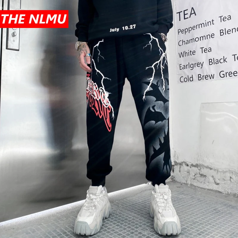 Брюки для бега в стиле хип хоп с принтом летучей мыши мужские спортивные штаны