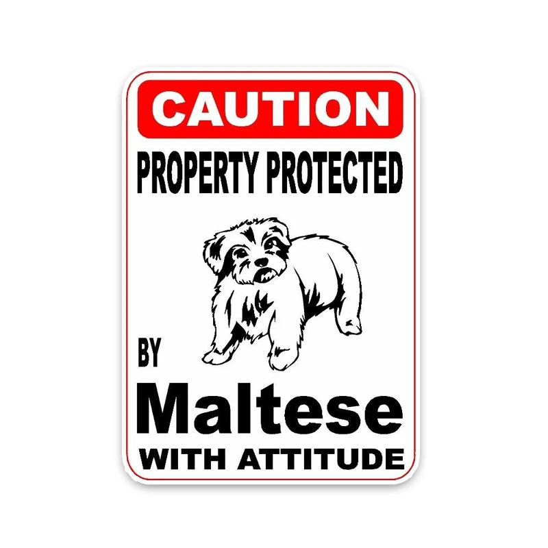

Volkrays Personality Car Sticker Property Protected By Maltese Dog Accessories Reflective Waterproof Vinyl Sticker,13cm*9cm