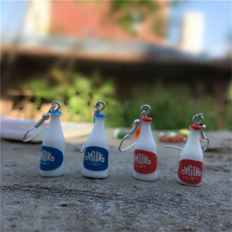 Бутылки из-под молока висячие серьги с квадратными кристаллами мода мультфильм