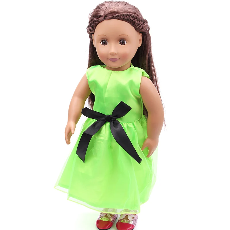 

18 Inch Girls Doll Fluorescent Green Bow Dress American Newborn Clothes Baby Toys Accessories Fit 40-43 Cm Boy Dolls Gift c106