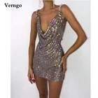 Блестящие короткие коктейльные платья Verngo, женские мини-платья для выпусквечерние вечера, сексуальные женские летние тканевые платья на цепочках с открытой спиной