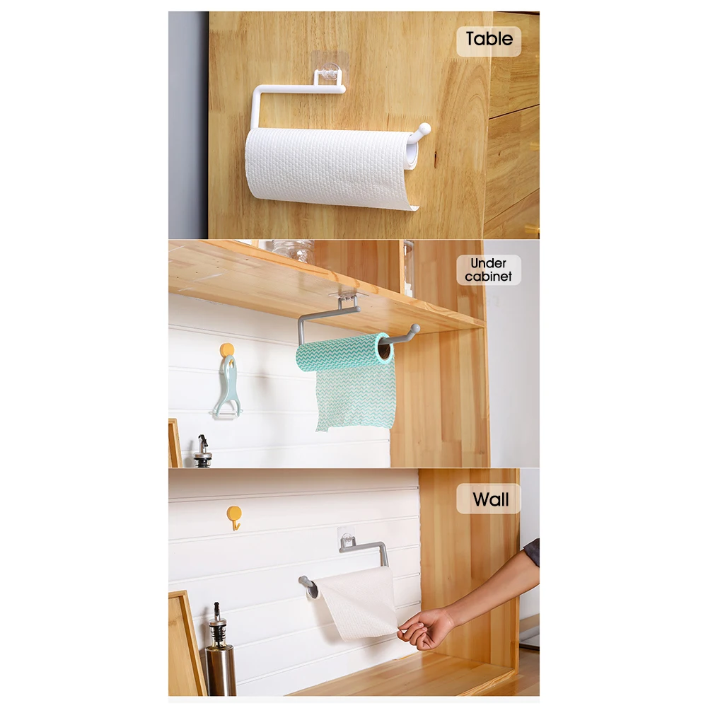 

Toilet Paper Roll Rack Stick on Wall Mounted Under Cabinet Bathroom Paper Towel Holder Kitchen Paper Towel Holder Self Adhesive