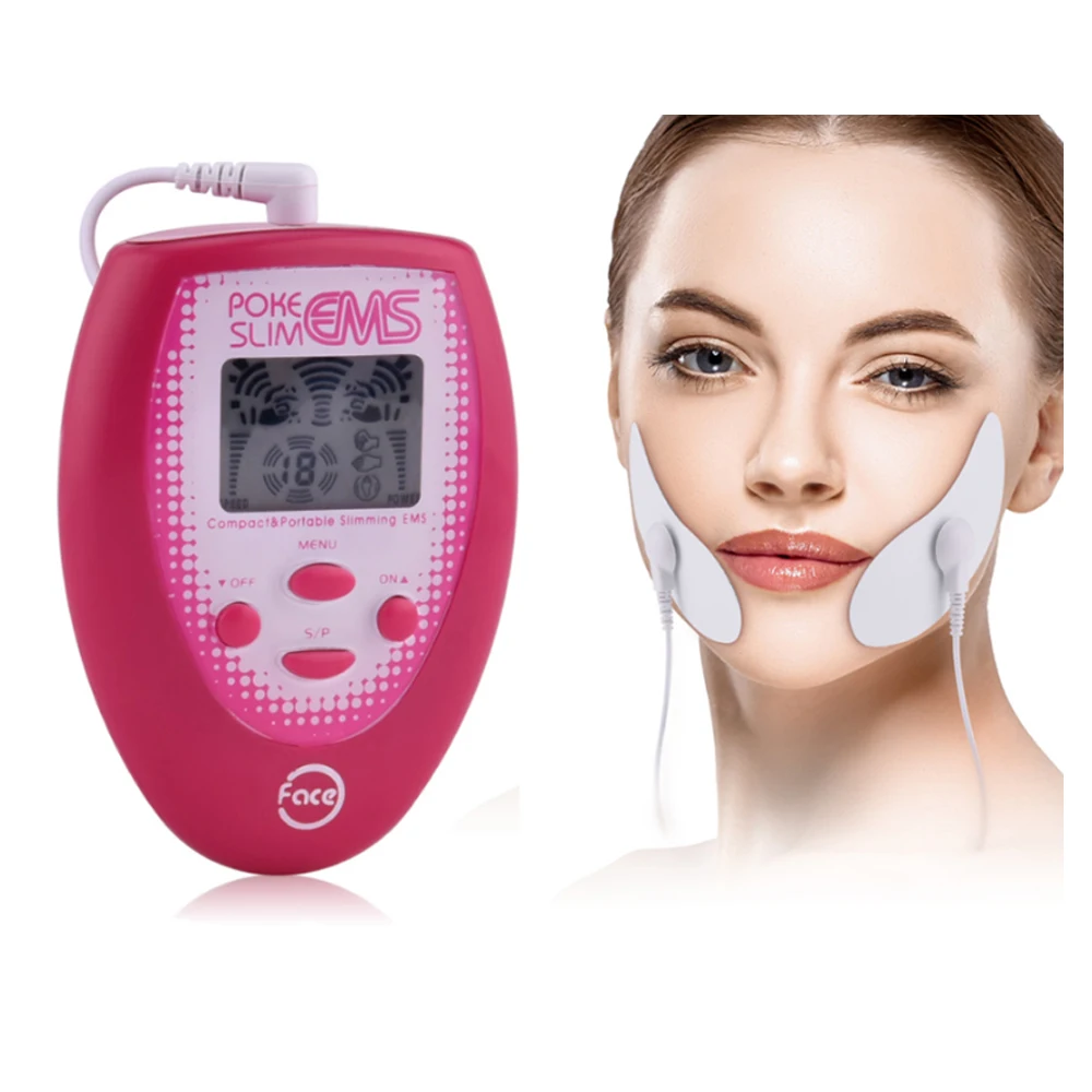 

Electric Slimming Facial Massager V-Face Trainer Jaw Exerciser EMS Face Body Pulse Muscle Stimulator With Electrode Pads Newest