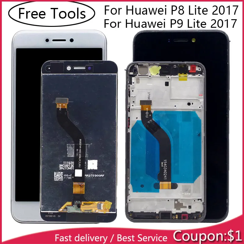 Для Huawei P9 Lite 2017 ЖК дисплей сенсорный экран дигитайзер для с рамкой P8 lite PRA LA1 LX1 LX2