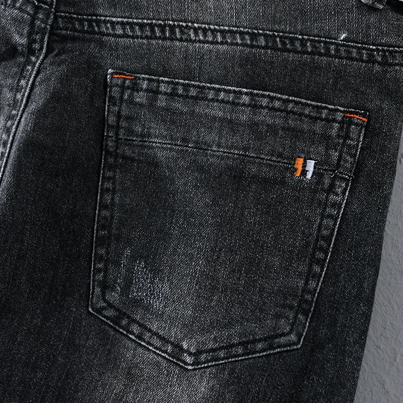

2021 Spring and autumn new casual pants men jeans brand trend trousers for men stetch cotton ankle length waistband spodnie