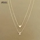 Женское Двухслойное ожерелье SMJEL, украшение в виде сердечка, 26 букв