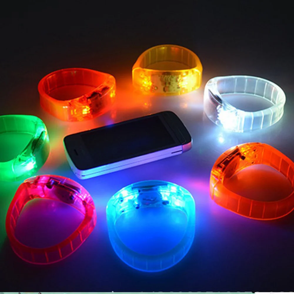 

1pc LED Light Bracelet Sound Control Flash PC Bangle for Festival Party Daekness (Red)