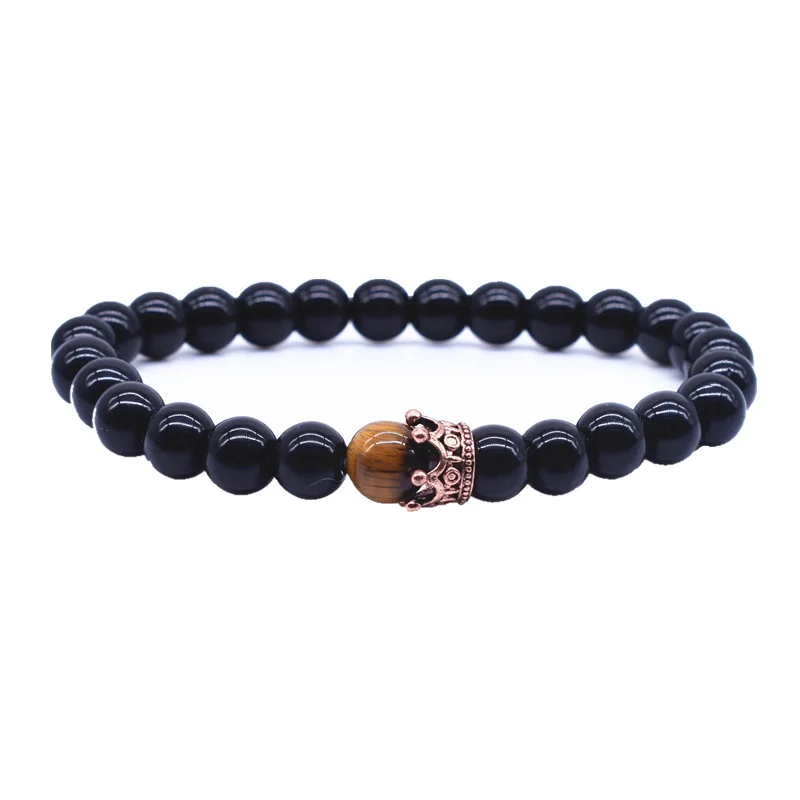 Женский и мужской браслет с короной браслеты из бусин натуральным камнем