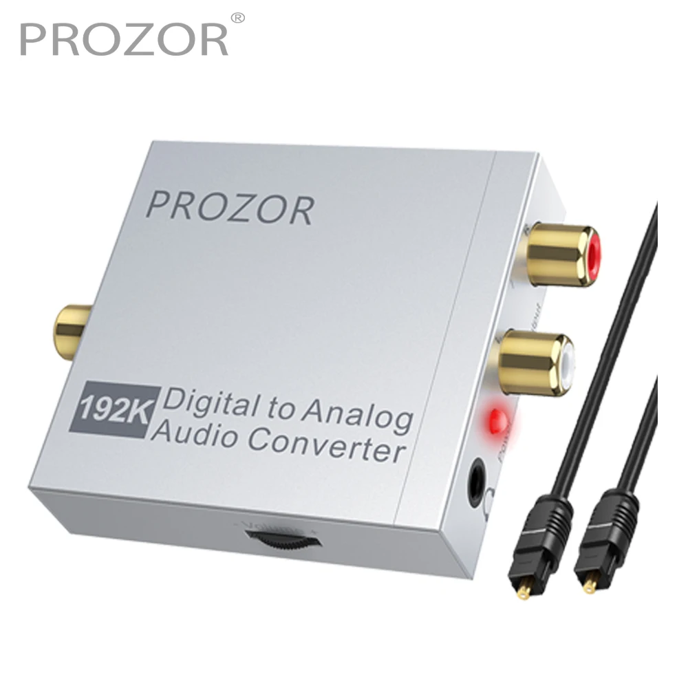 

PROZOR 192kHz DAC Support Volume Control Digital to Analog Audio Converter Coaxial SPDIF Toslink to Analog Stereo L/R RCA 3.5mm