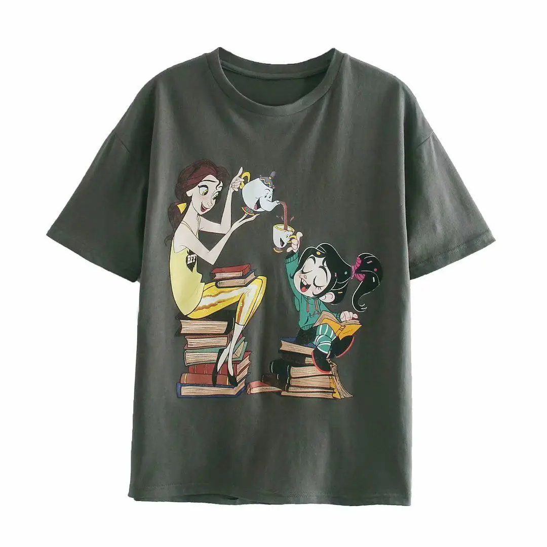 

Disney Summer New Simple Versatile Loose Women's Wear Cartoon Wreck-It Ralph Series Cotton Short-Sleeved T-shirt