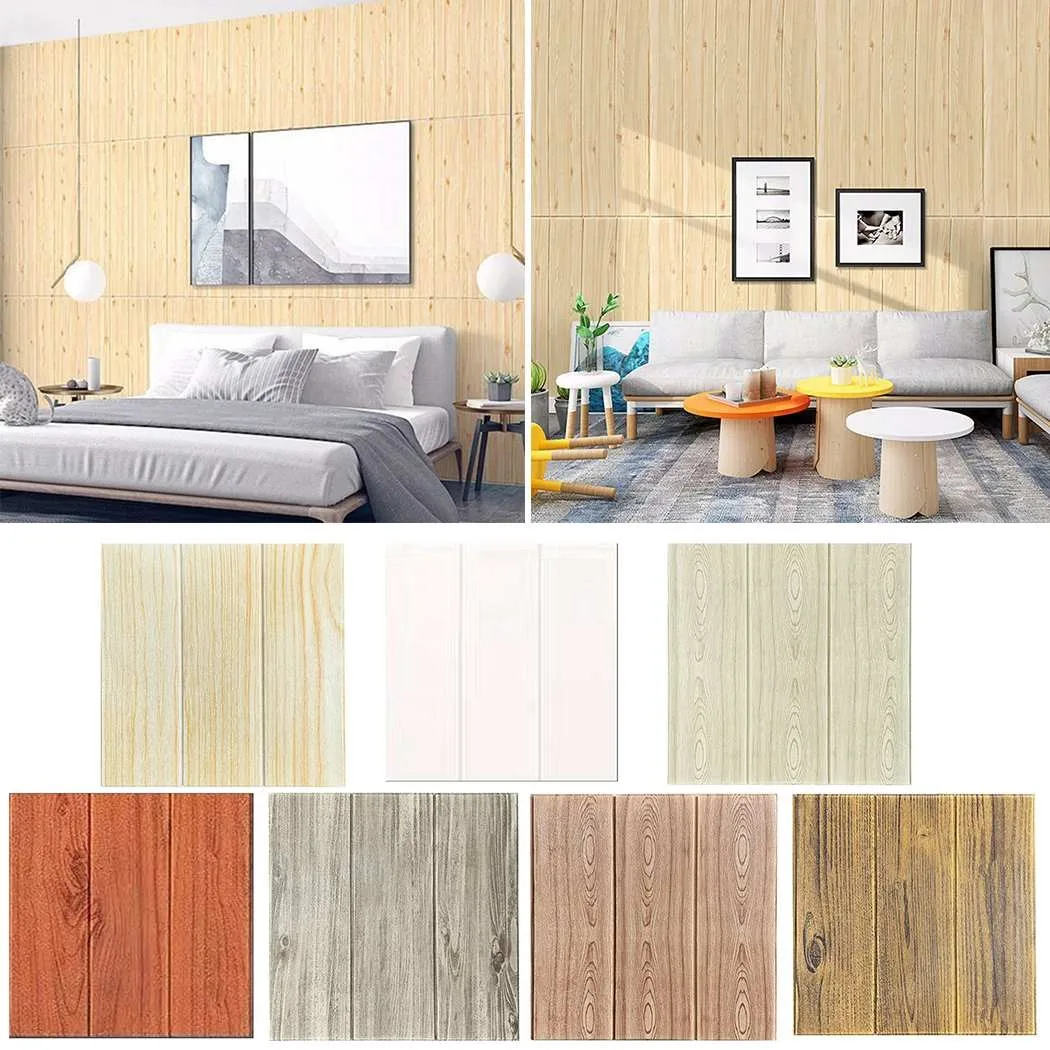 3D Wood Grain Wall Sticker Home Decor Foam Waterproof Wall Covering Self Adhesive Wallpaper For Living Room Bedroom Roof images - 6