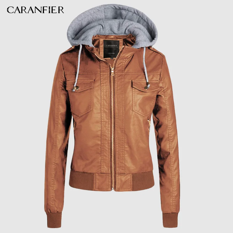 Женская Замшевая байкерская куртка CARANFIER из искусственной кожи на молнии с