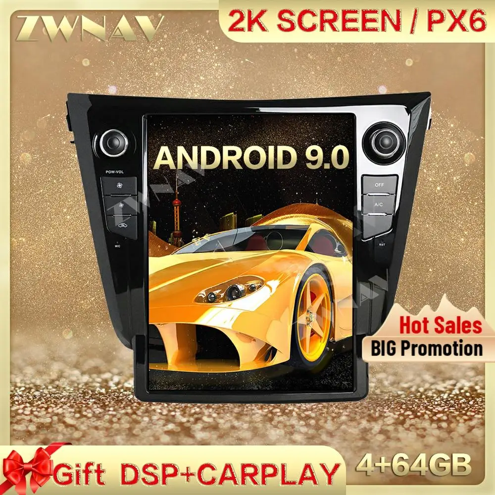 

PX6 DSP Carplay Tesla экран 4 + 64 Android 9,0 Автомобильный мультимедийный плеер для Nissan X-TRAIL 2014-2016 GPS радио авто стерео головное устройство