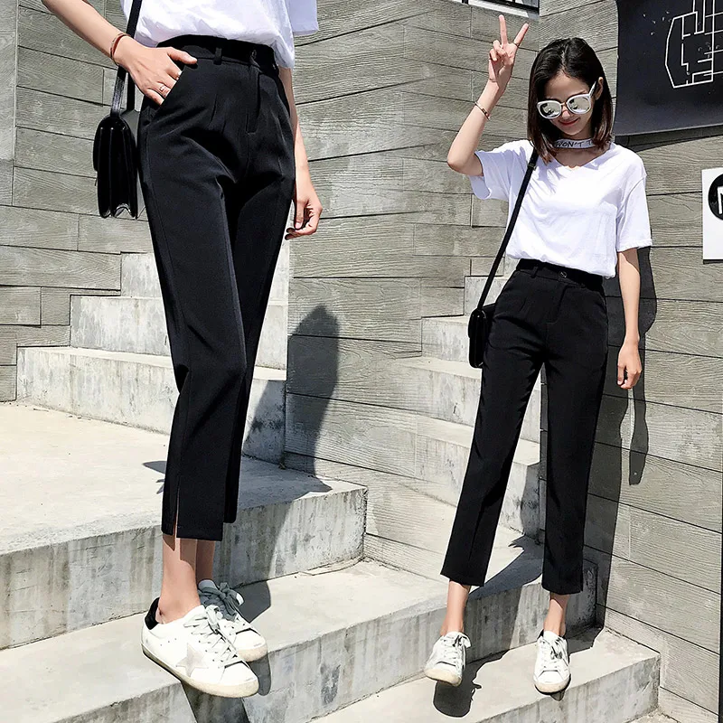 TingYiLi корейский стиль летние женские Костюмные брюки с высокой талией бежевые