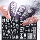 Рождественское украшение для ногтей 5D зимний стикер, тисненые подвески, снежинки, французский дизайн ногтей, Гель-лак, маникюрные наклейки