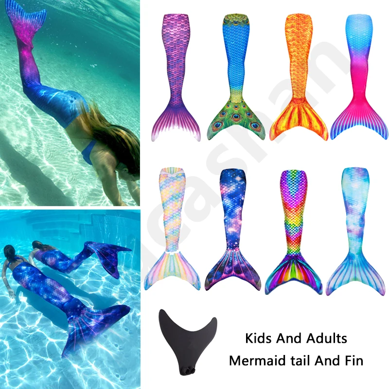 взрослых Купальник детский хвост русалки с ласты женский купальник для девочек