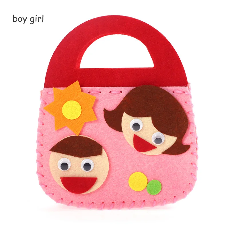 boy girl Милый мультфильм мешок ручной работы игрушка нетканый материал Ремесло Декор детей раннее образование подарок Kndergarten Войлок diy пакет - Цвет: boy girl