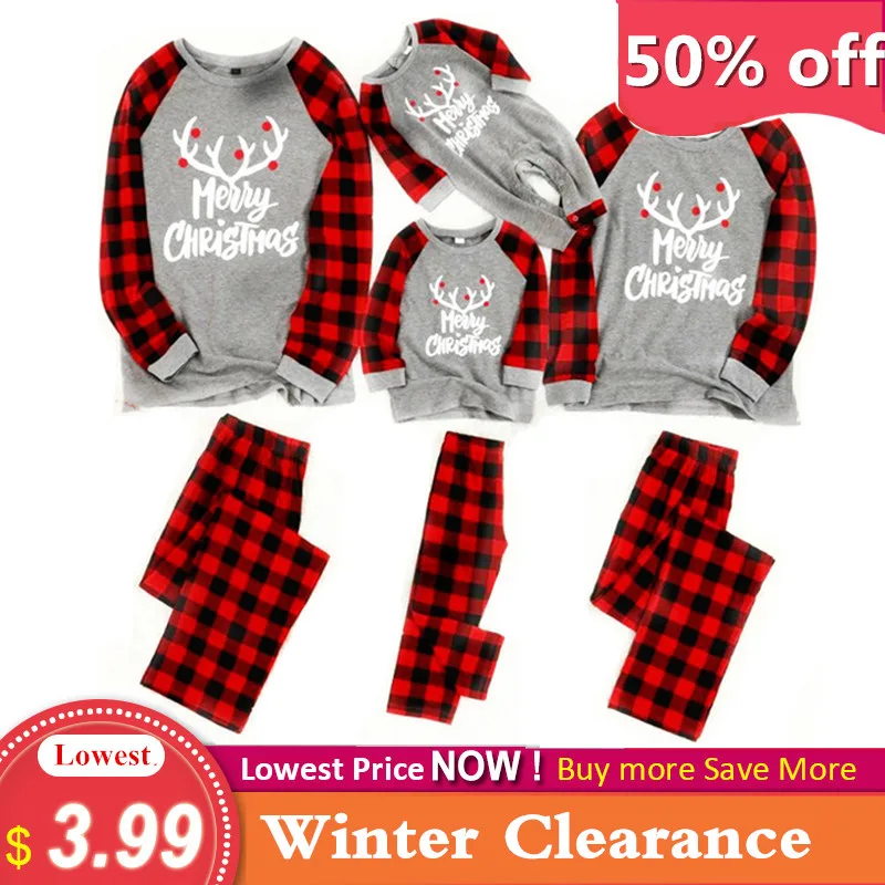 Одинаковые пижамы для всей семьи рождественские комплект одежды сна новые