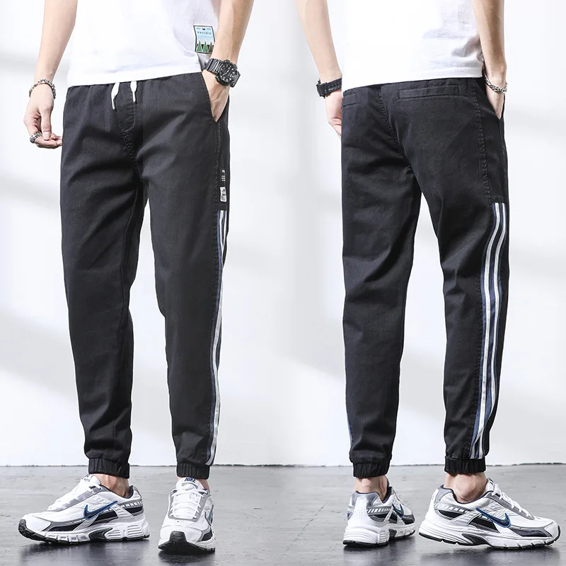 

Mens Pants Elastic Waist Loose Stretch Casual Trousers Men's Spring Summer Patchwork Ankle Length Pants Male Fashion Harem Pants