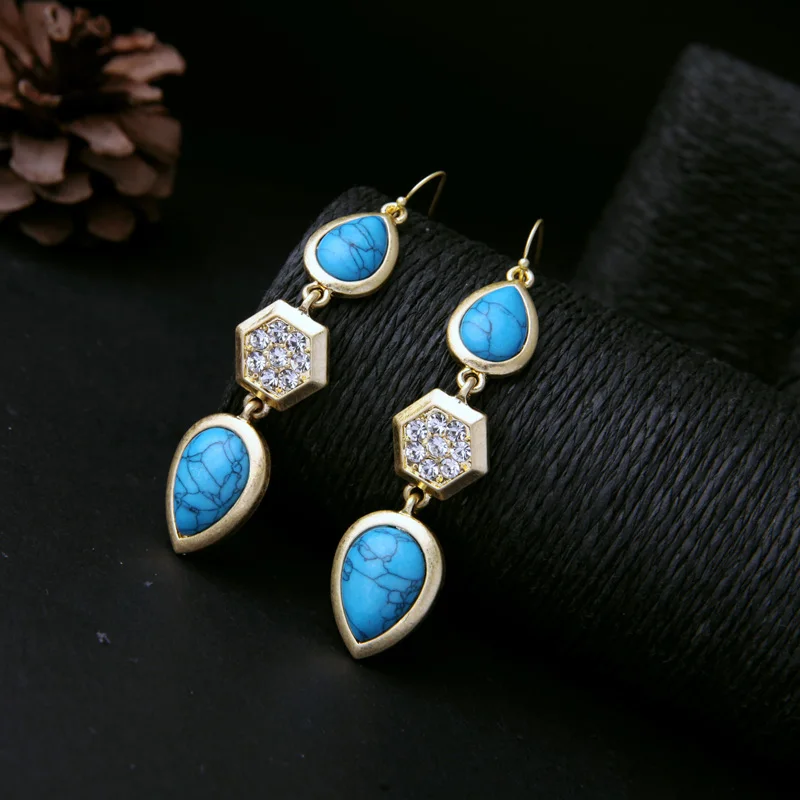 Женские серьги-подвески в стиле ретро Uer сережки из полимера с кристаллами