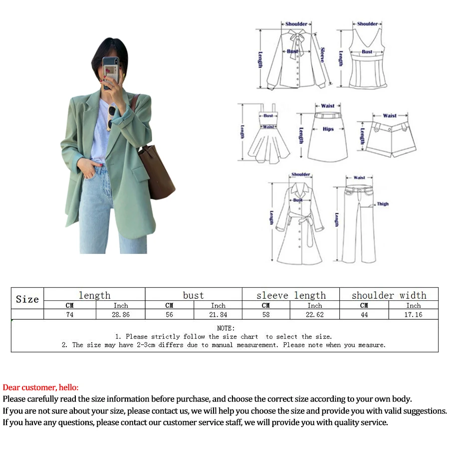 

Solid Slim Suit Jacket Woman Korean Suit Collar Single-breasted Loose Blazer Ladies Simple Pocket Autumn Women's Suit 2020