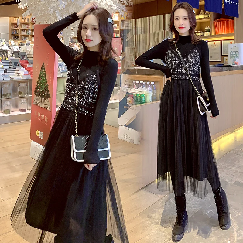 2 шт./компл. черные вязаные рубашки для беременных и кормящих матерей +